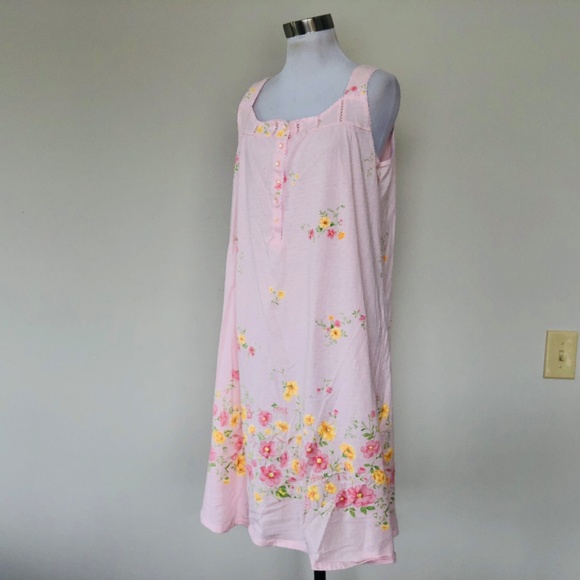 Pink Floral Nightgown Pullover SECRET TREASURES Lace Trimmed Sleeveless - Picture 4 of 10